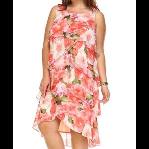 SL Fashions Ruffle Floral Flow Dress Size 16